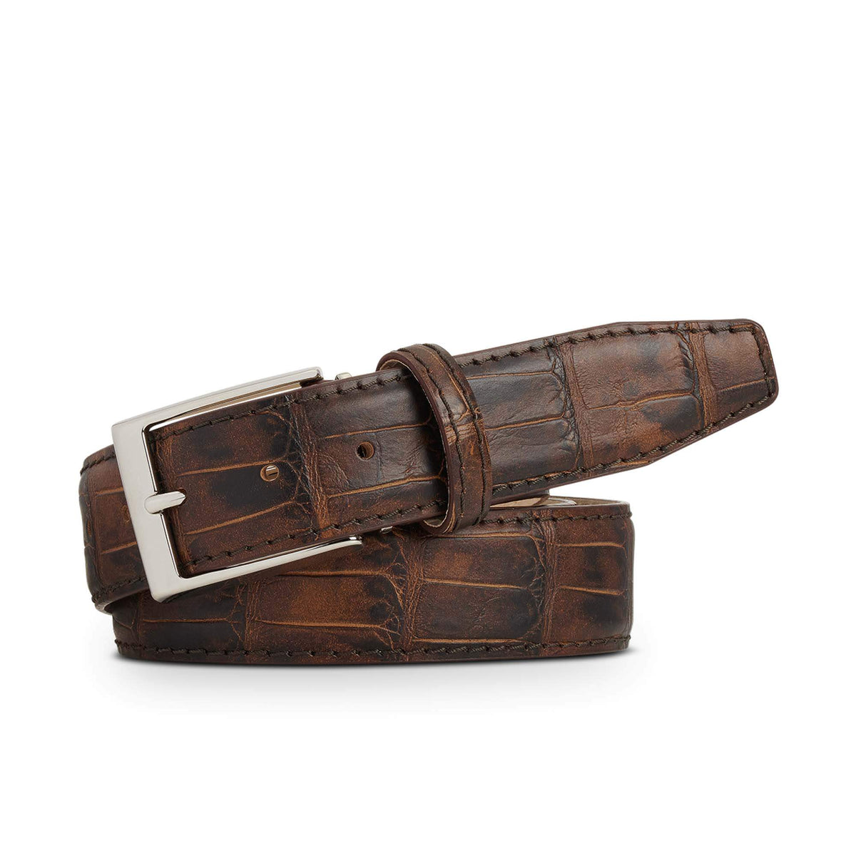 Tobacco Brown Mock Gator Leather Belt