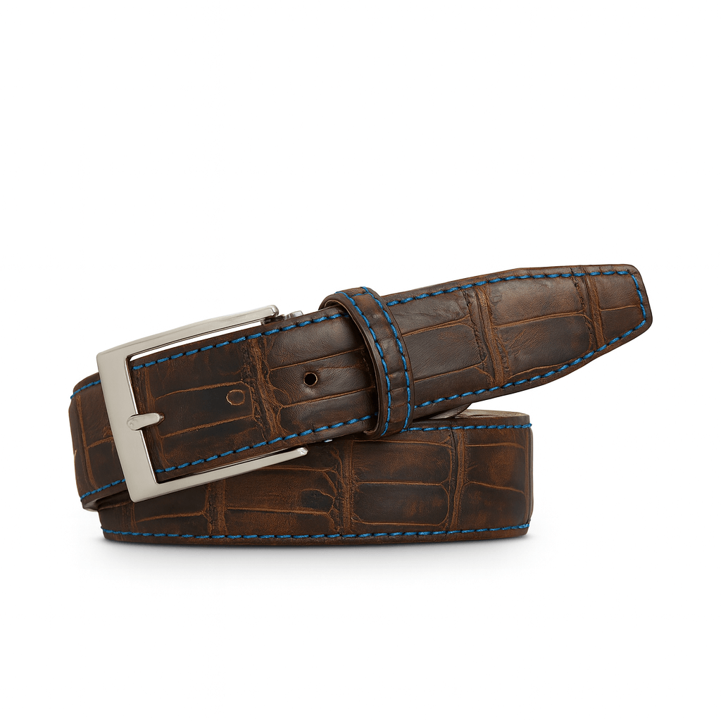 Tobacco Brown Mock Gator Leather Belt