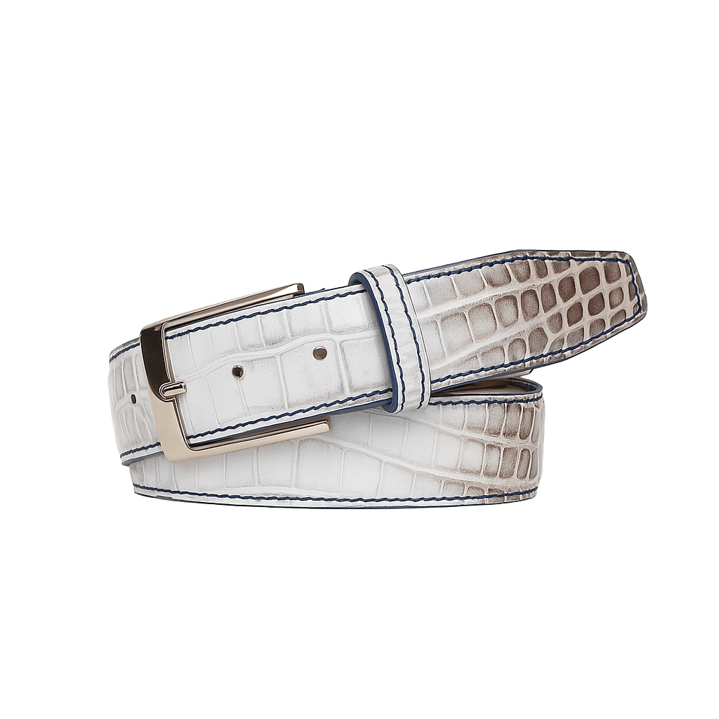 Vintage Natural Mock Gator Leather Belt | Roger Ximenez Leather Goods