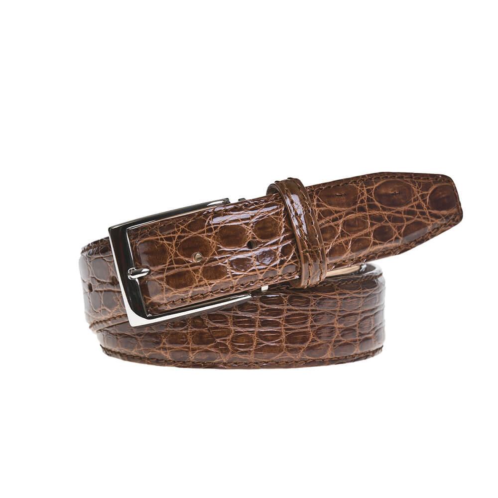 Dark Brown Mock Crocodile Belt | Mens Leather Goods | Roger Ximenez ...