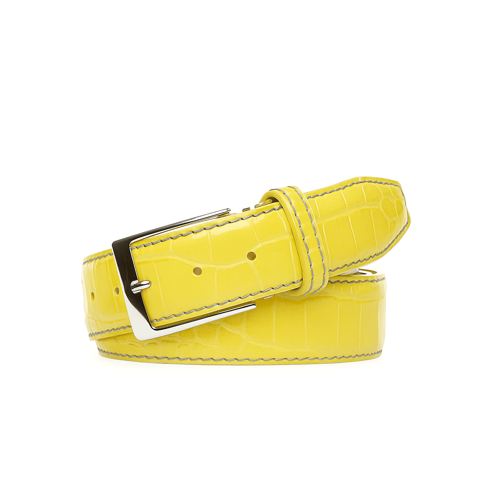 Yellow Mock Gator Leather Belt