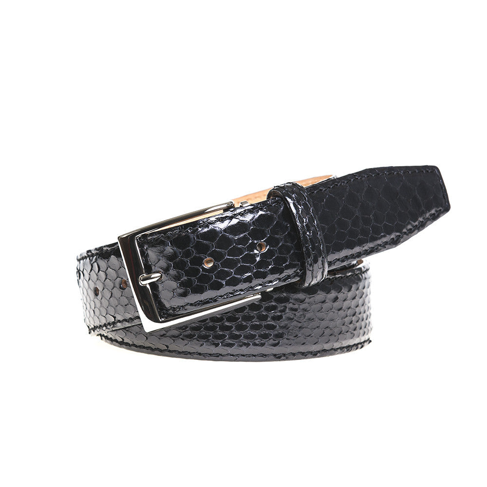 Black Python Belt - 44 / 40mm / Black | Mens Fashion &amp; Leather Goods by Roger Ximenez