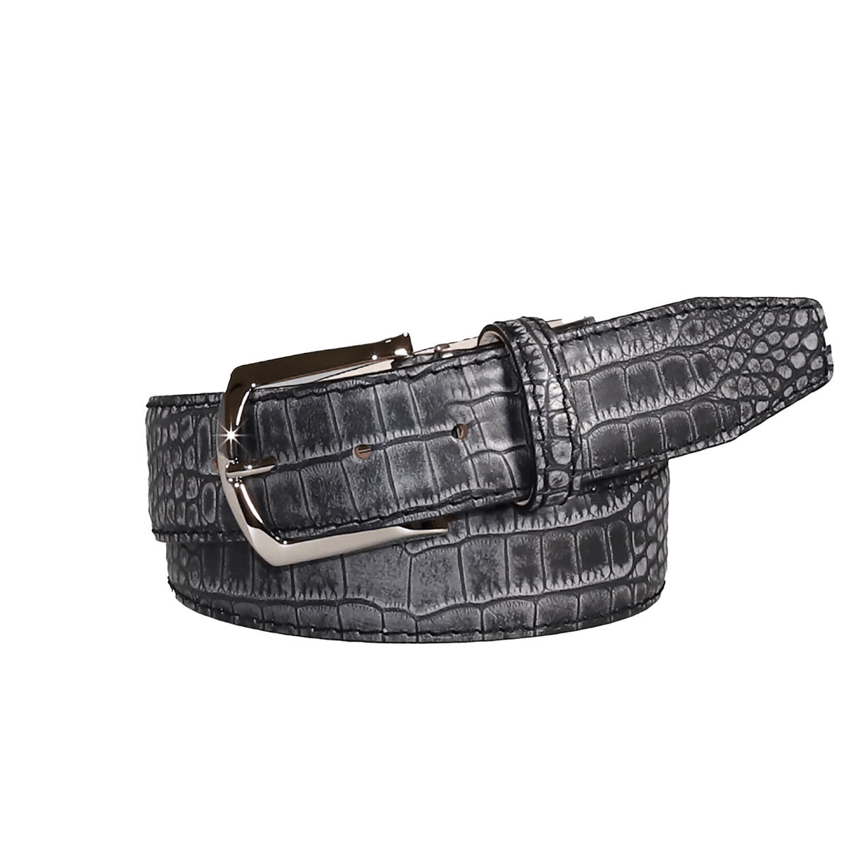 Platinum Mock Croc Leather Belt