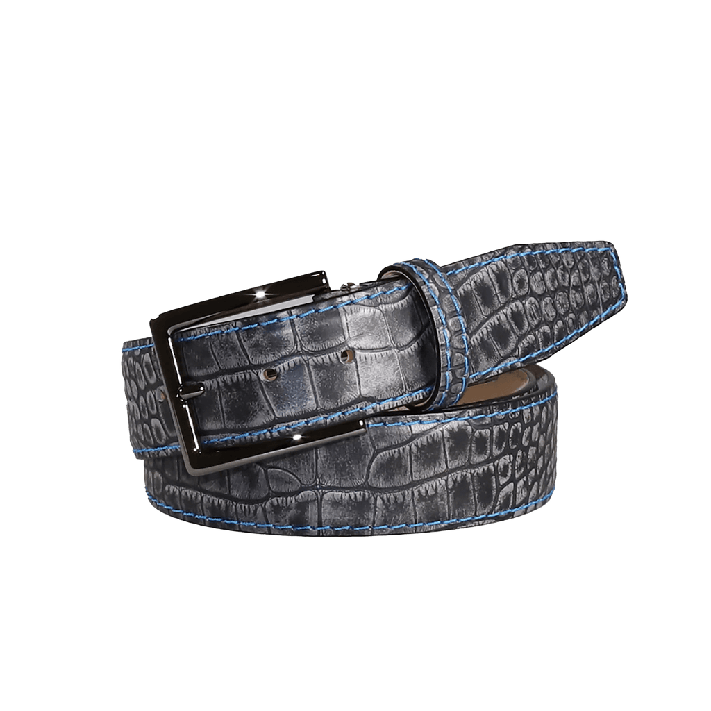 Leather Mock Belt Croc Platinum