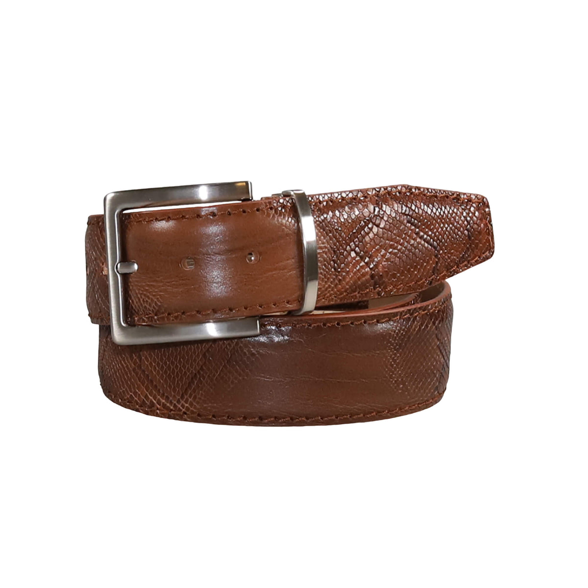 Cognac Arizona Italian Smooth Calf Leather Belt