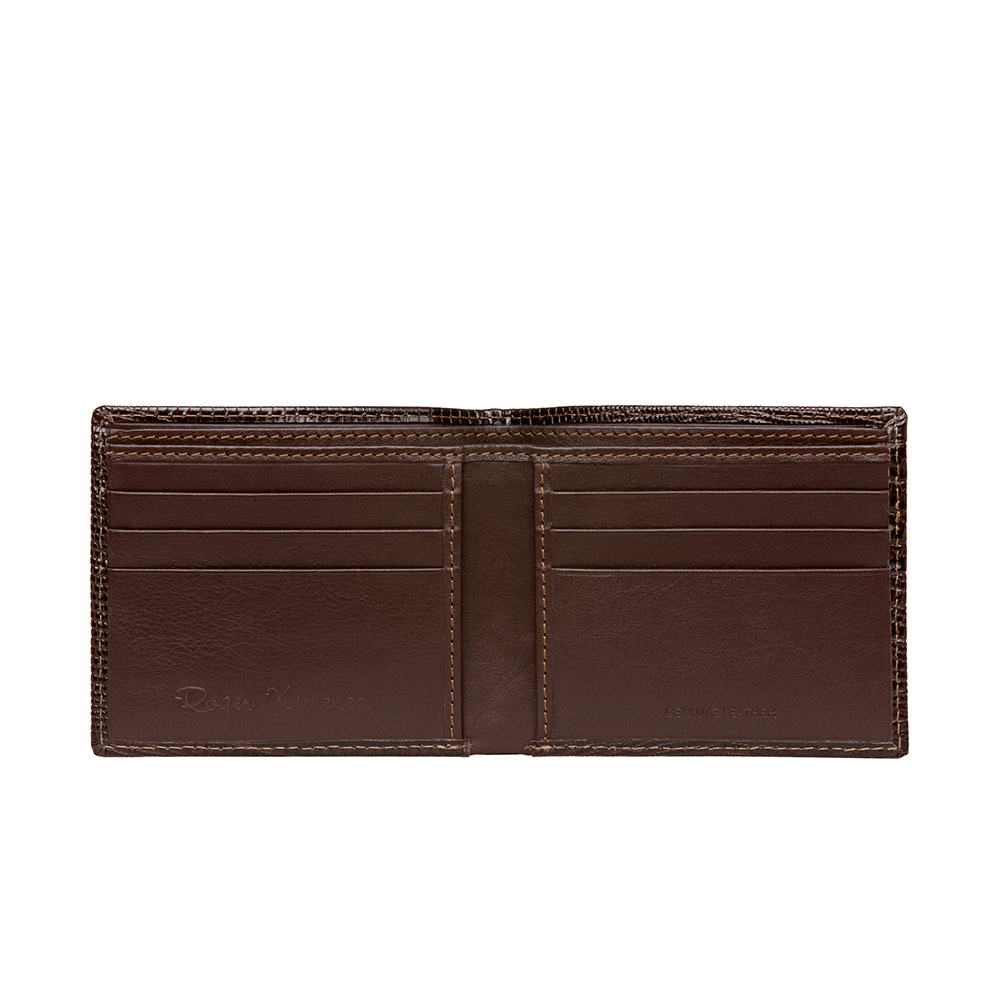 Brown Mock Lizard Leather Wallet | Mens Leather Goods | Roger Ximenez
