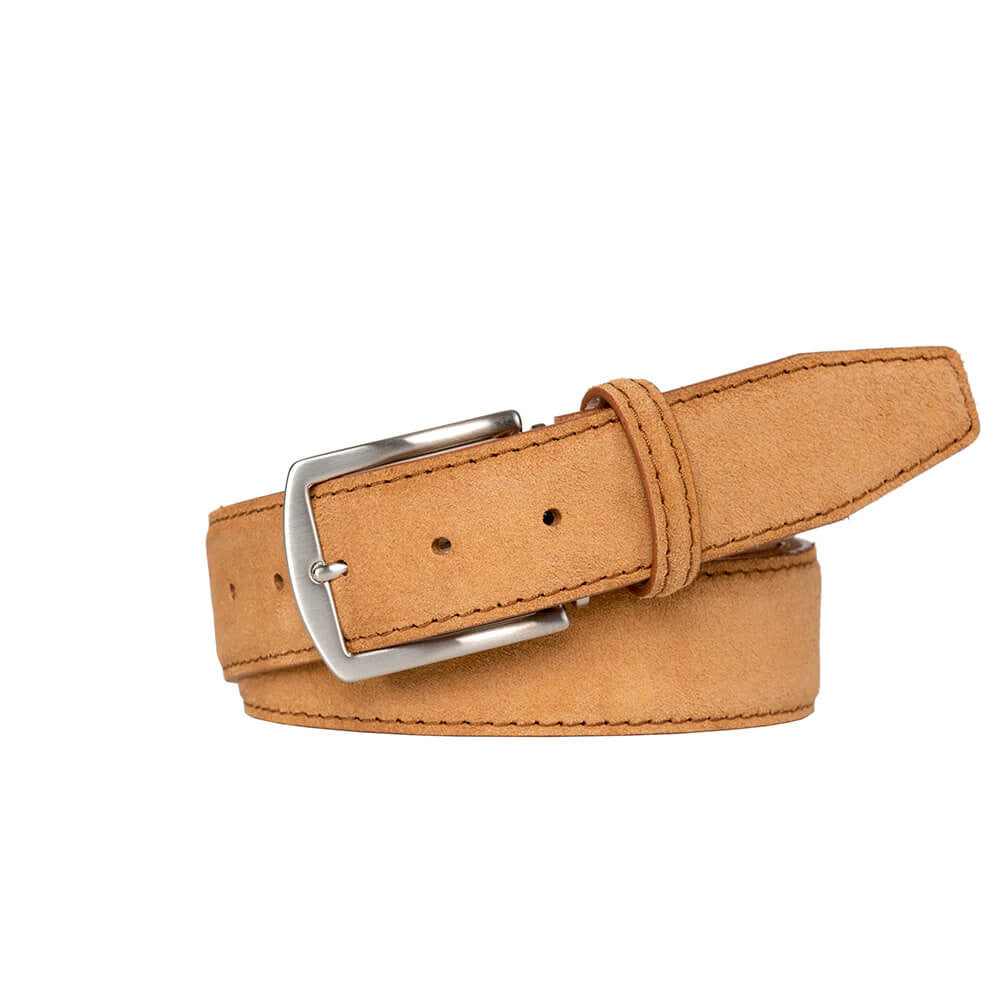 Toast Suede Leather Belt Mens Designer Goods Roger Ximenez