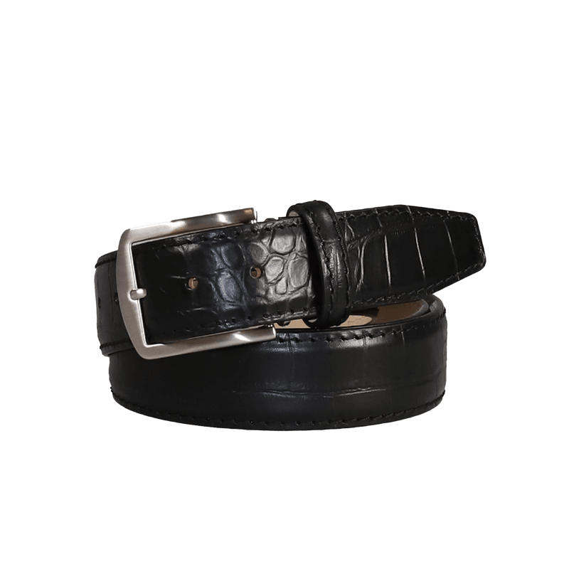 Black Mock Crocodile Leather Belt | Mens Leather Goods