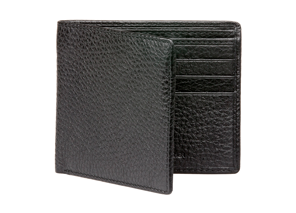Black Pebble Grain Leather Wallet | Mens Leather Goods | Roger Ximenez