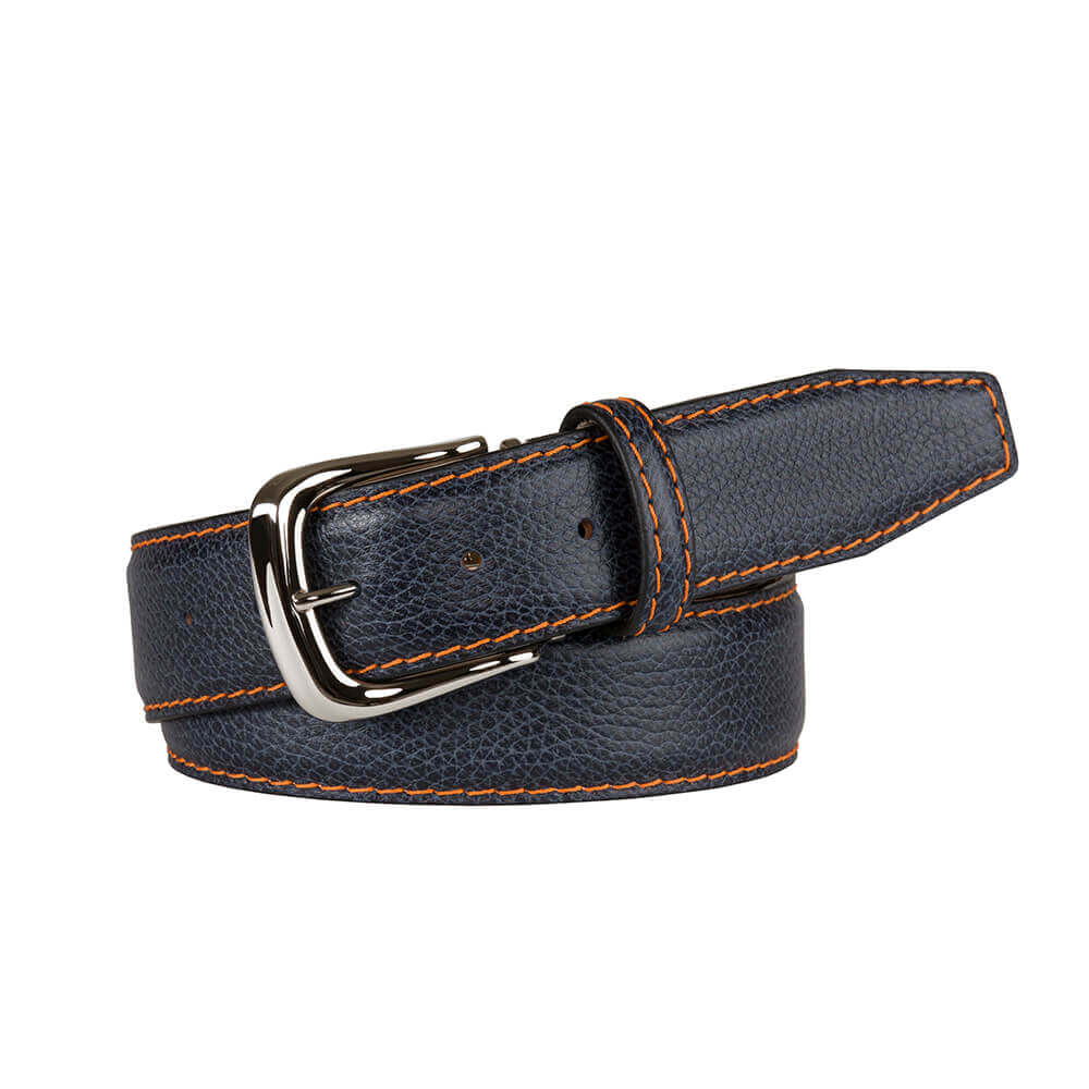 Mens blue leather belt clearance