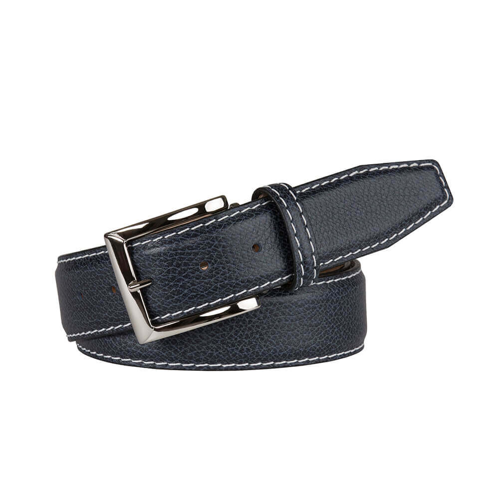Charcoal Blue Leather Belt for Men Men s Fashion Roger Ximenez White 40 40mm
