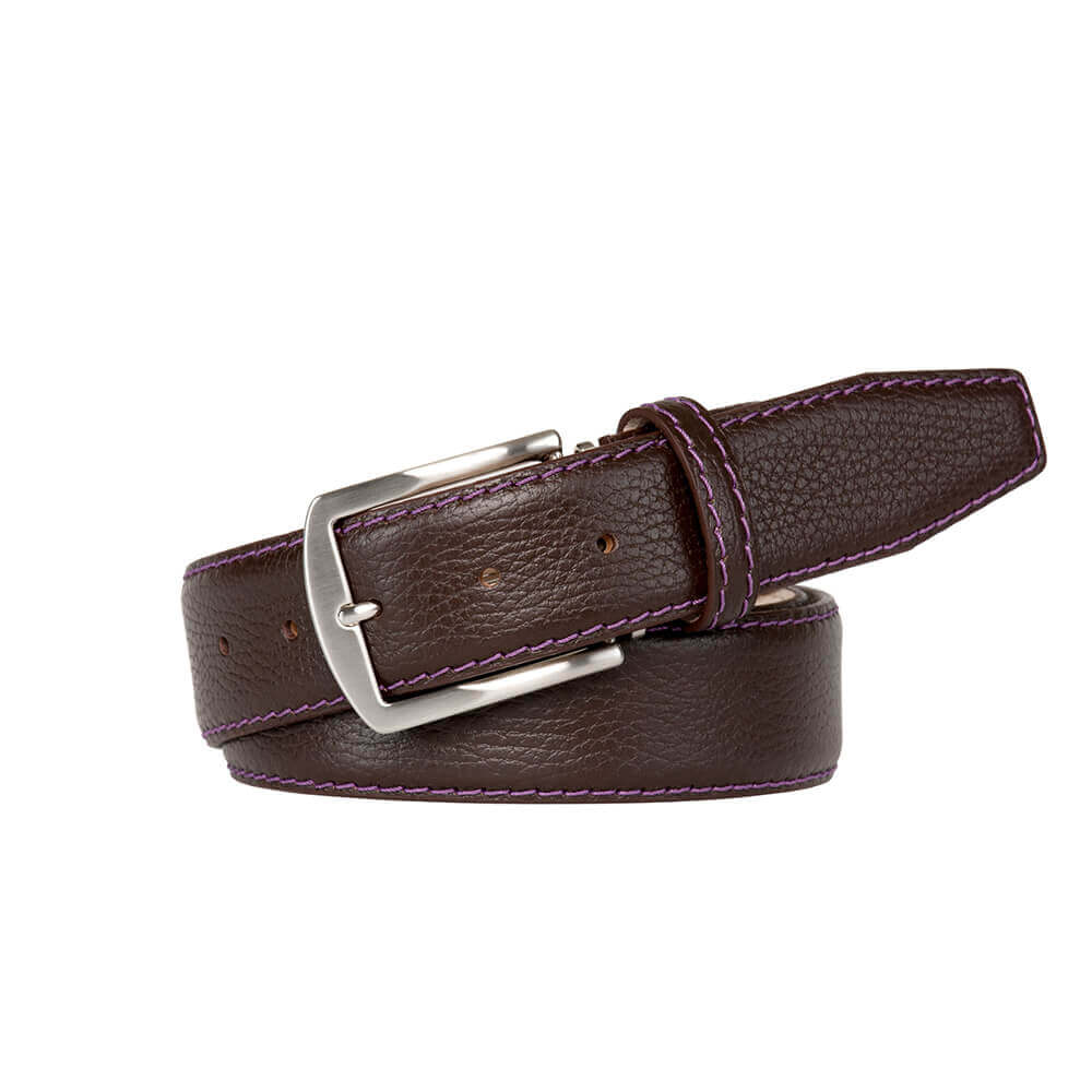 Brown Italian Pebble Grain Belt | Mens Fashion | Roger Ximenez display picture 1