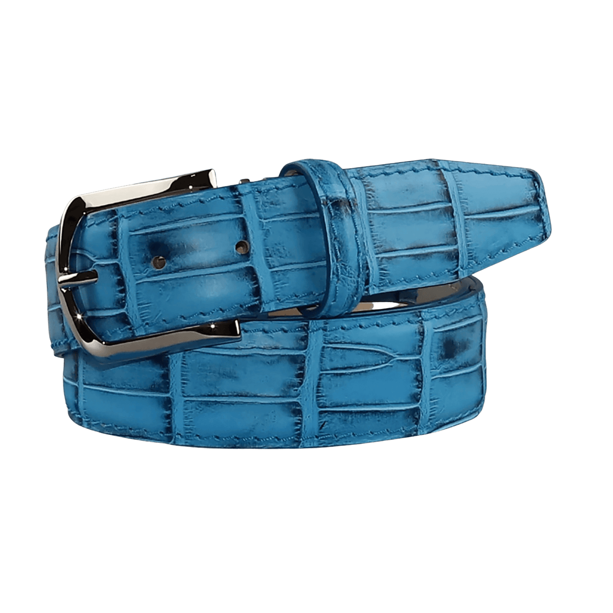Carolina Blue Mock Gator Leather Belt