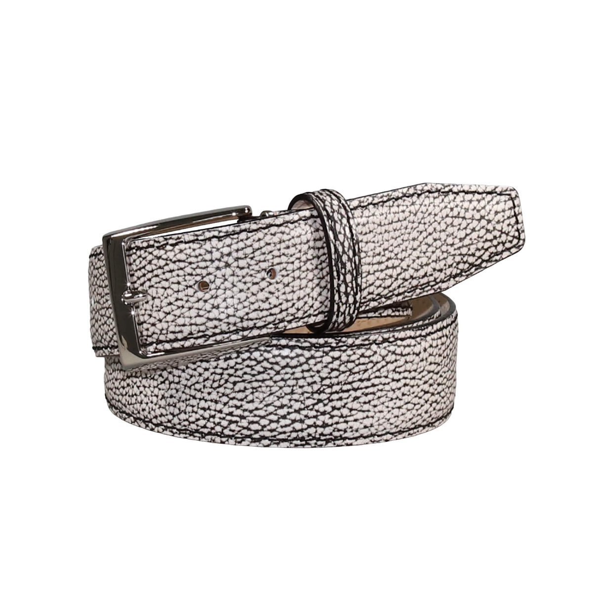 Cognac Smooth Leather Belt, Signature Buckle (Shiny Silver)