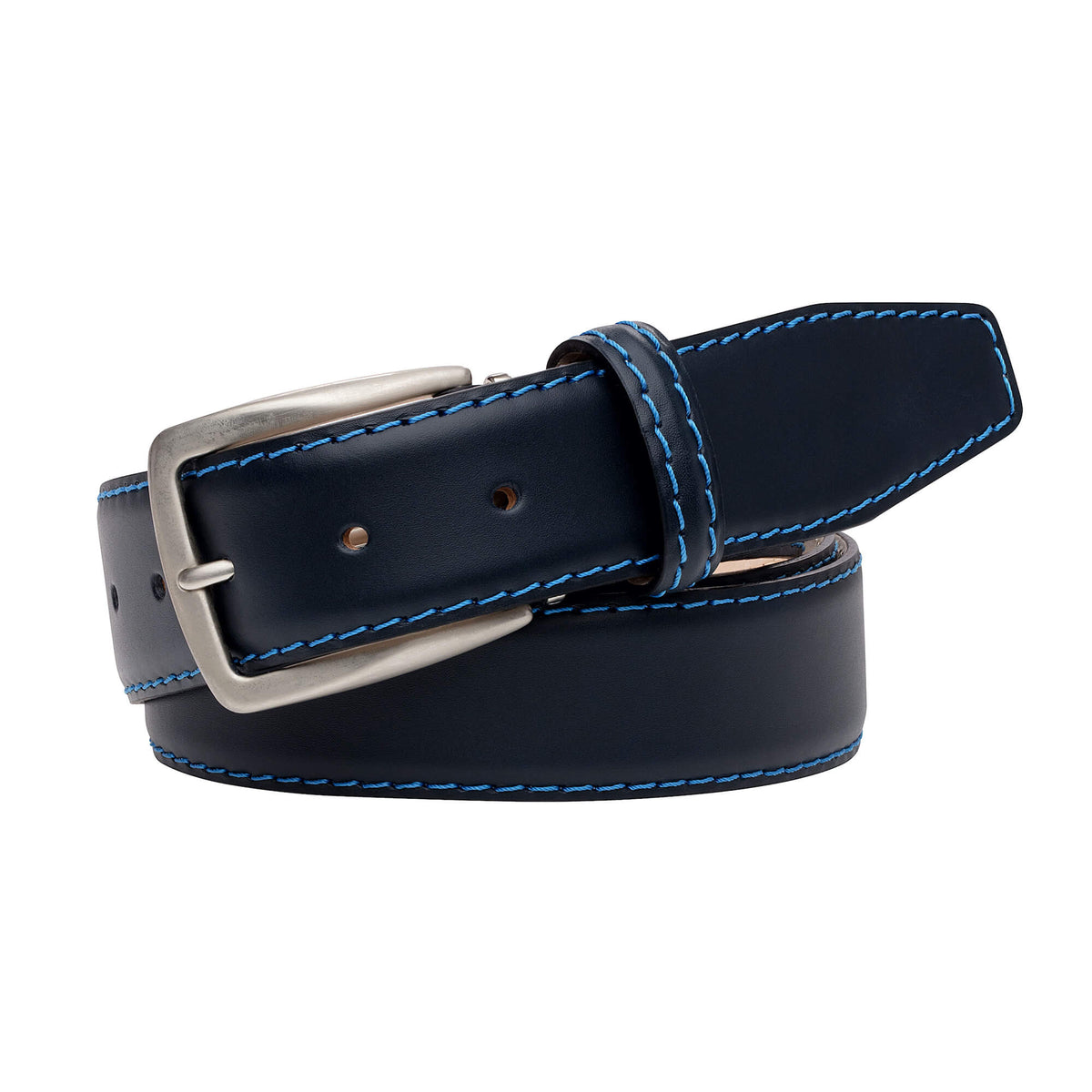 Matt Dark Navy Smooth Italian Calf Leather Belt - Cobalt / 32 / 40mm | Mens Fashion &amp; Leather Goods by Roger Ximenez