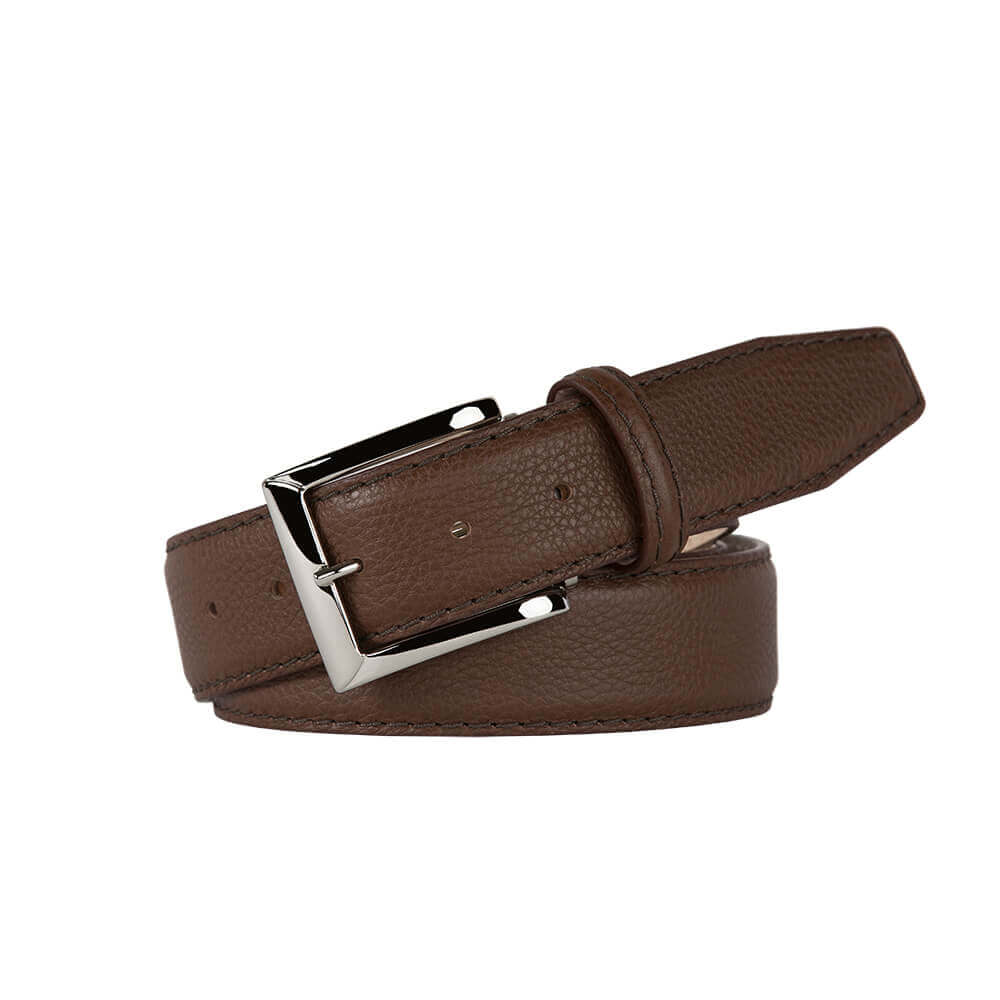 Mocha Italian Pebble Grain Belt | Mens Leather Belts | Roger Ximenez | Italian Pebble Grain | Roger Ximenez