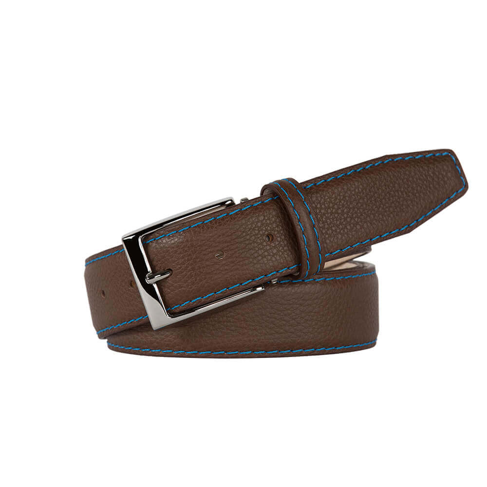 Mocha Italian Pebble Grain Belt | Mens Leather Belts | Roger Ximenez | Italian Pebble Grain | Roger Ximenez