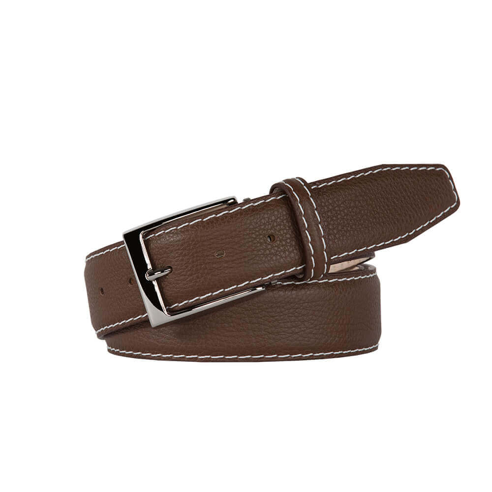 Mocha Italian Pebble Grain Belt | Mens Leather Belts | Roger Ximenez | Italian Pebble Grain | Roger Ximenez