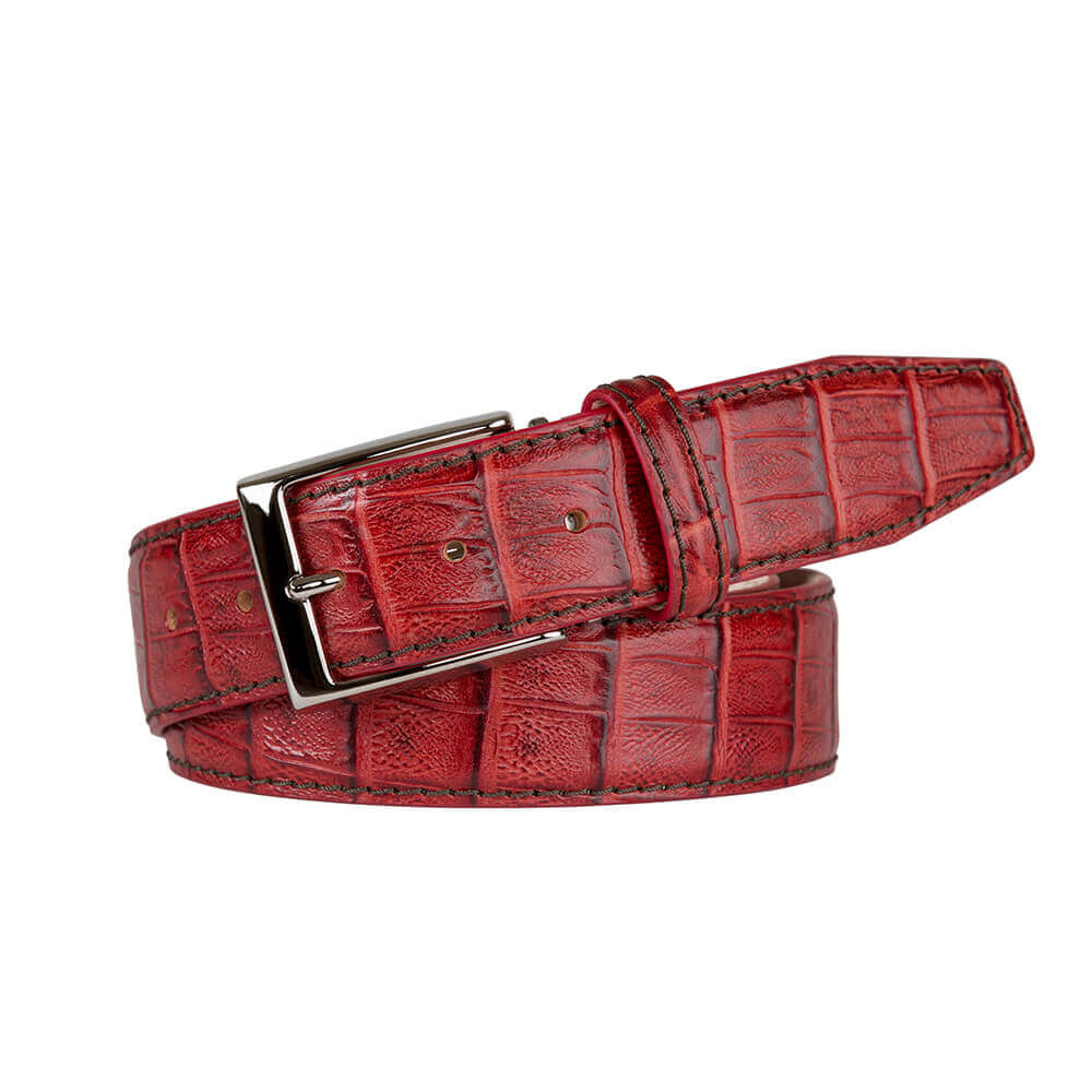 Mock Caiman Crimson Red Belt