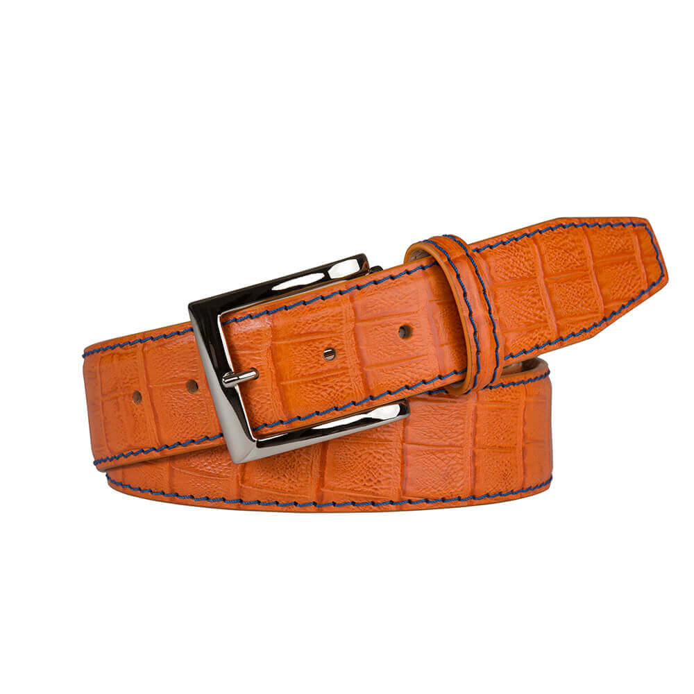 Orange Belt | Mock Caiman Orange Belt | Roger Ximenez Bright Navy / 34 / 35mm