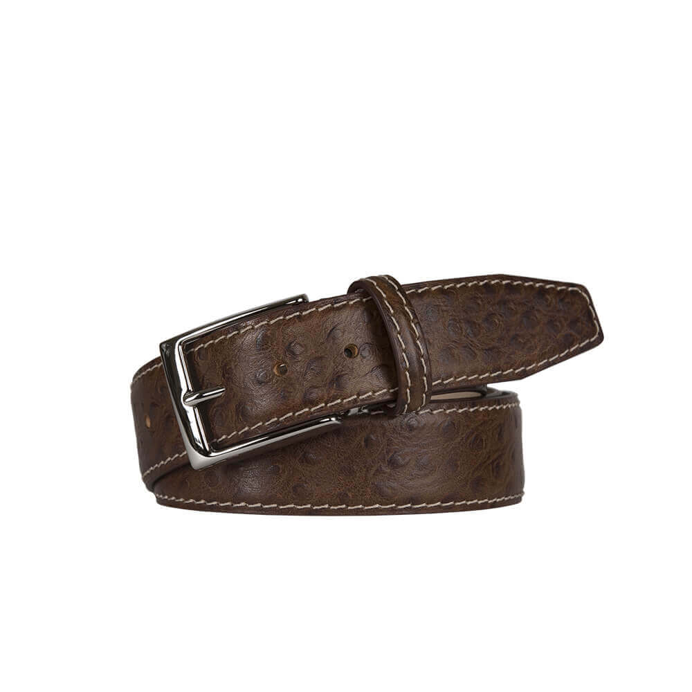 Brown Mock Ostrich Leather Belt