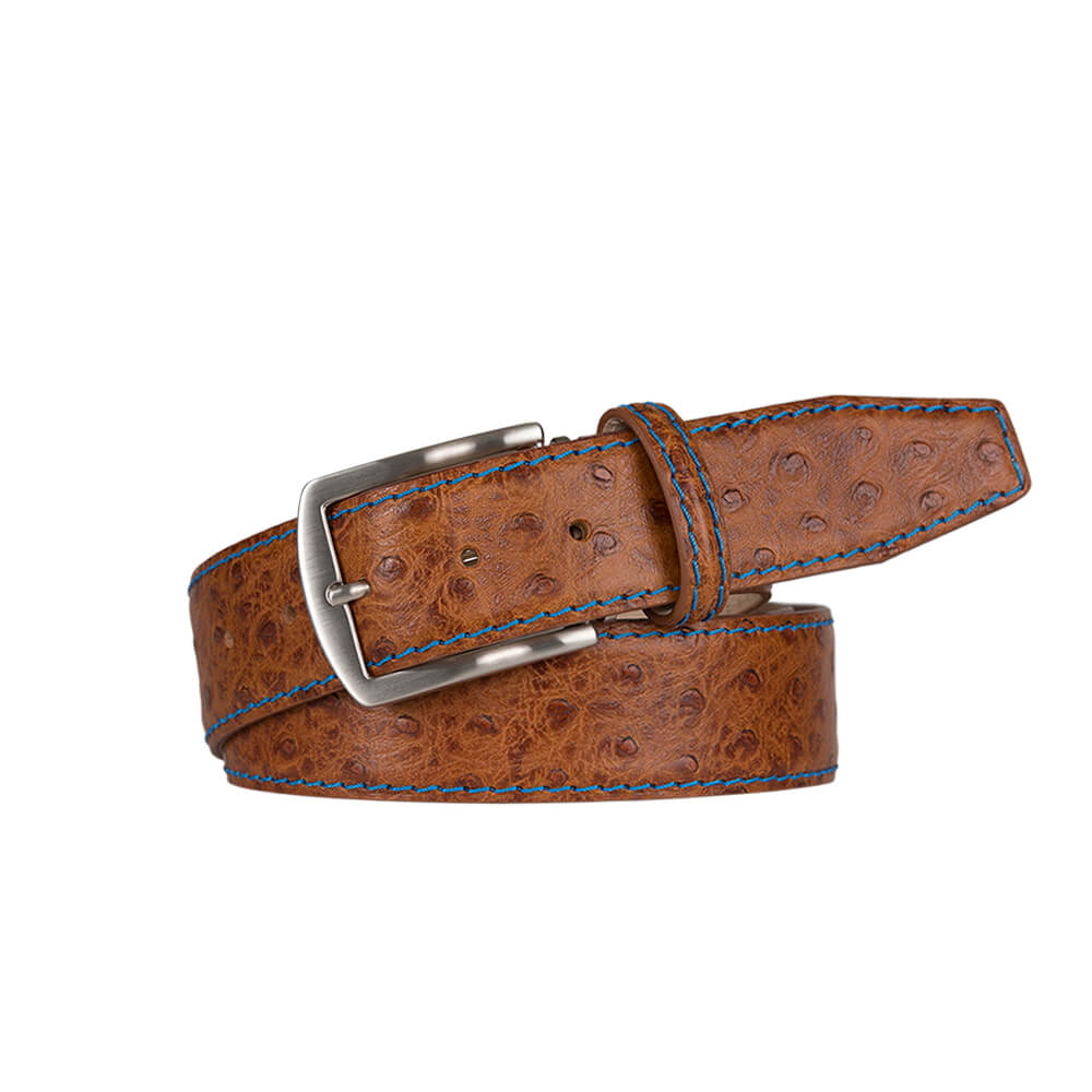 Cognac Mock Ostrich Leather Belt