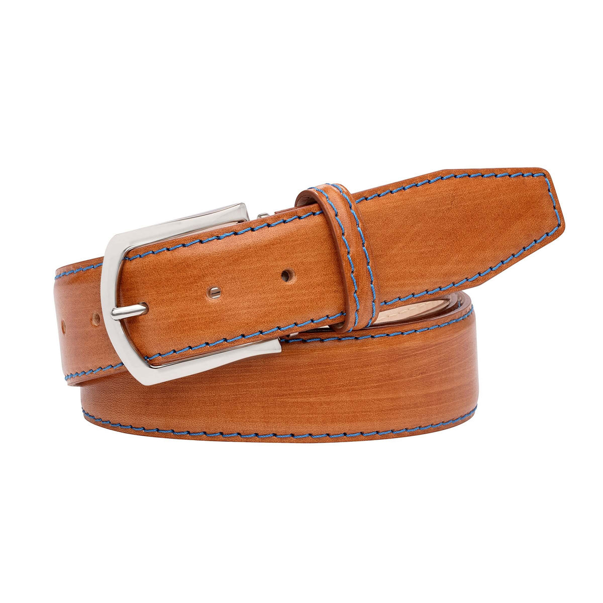 Hand Stained Veg Tan Italian Calf Belt - Cobalt / 44 / 40mm | Mens Fashion &amp; Leather Goods by Roger Ximenez