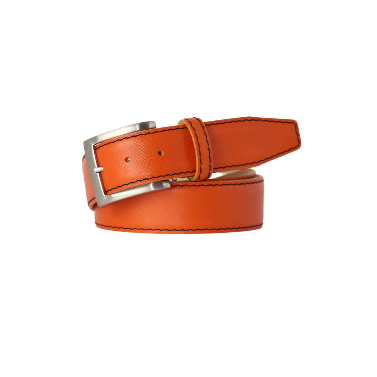 Orange Saffiano Italian Leather Belt | Designer Belts | Roger Ximenez
