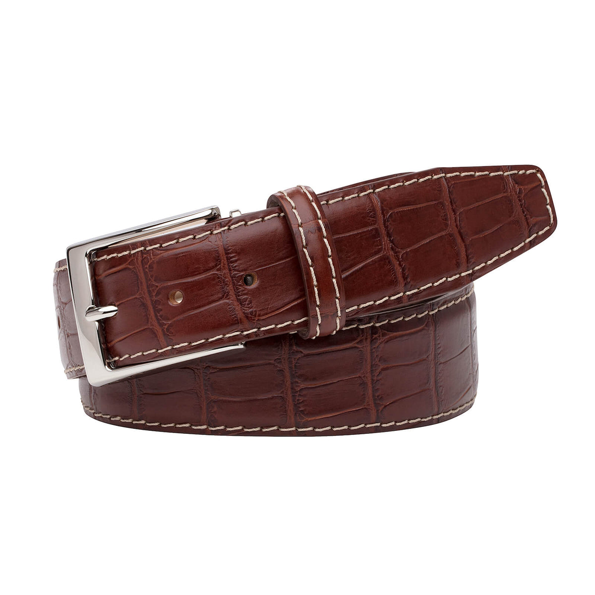 Rust Mock Gator Belt - Ecru / 44 / 40mm | Mens Fashion &amp; Leather Goods by Roger Ximenez