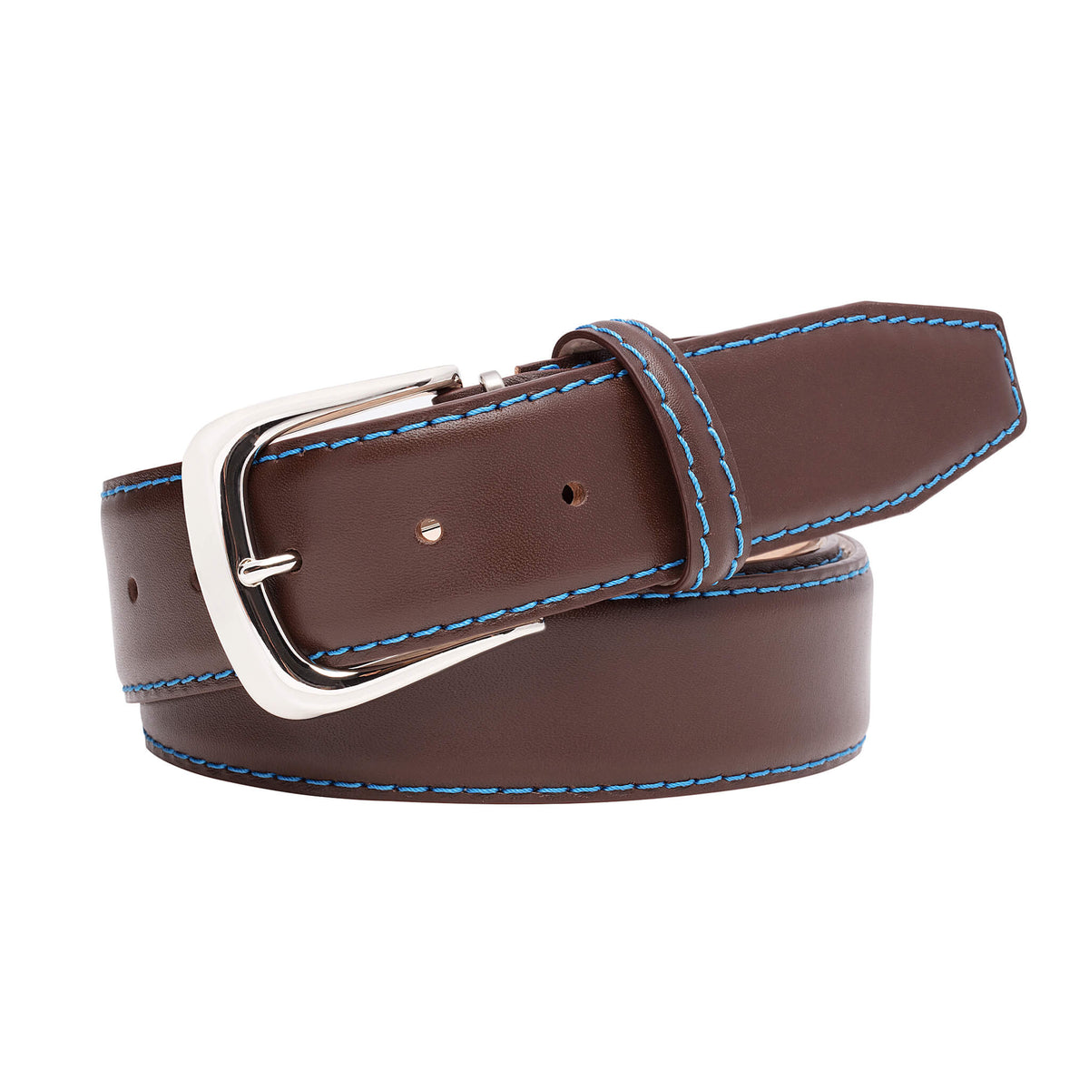 Brown Smooth Italian Calf Leather Belt - Cobalt / 44 / 35mm | Mens Fashion &amp; Leather Goods by Roger Ximenez