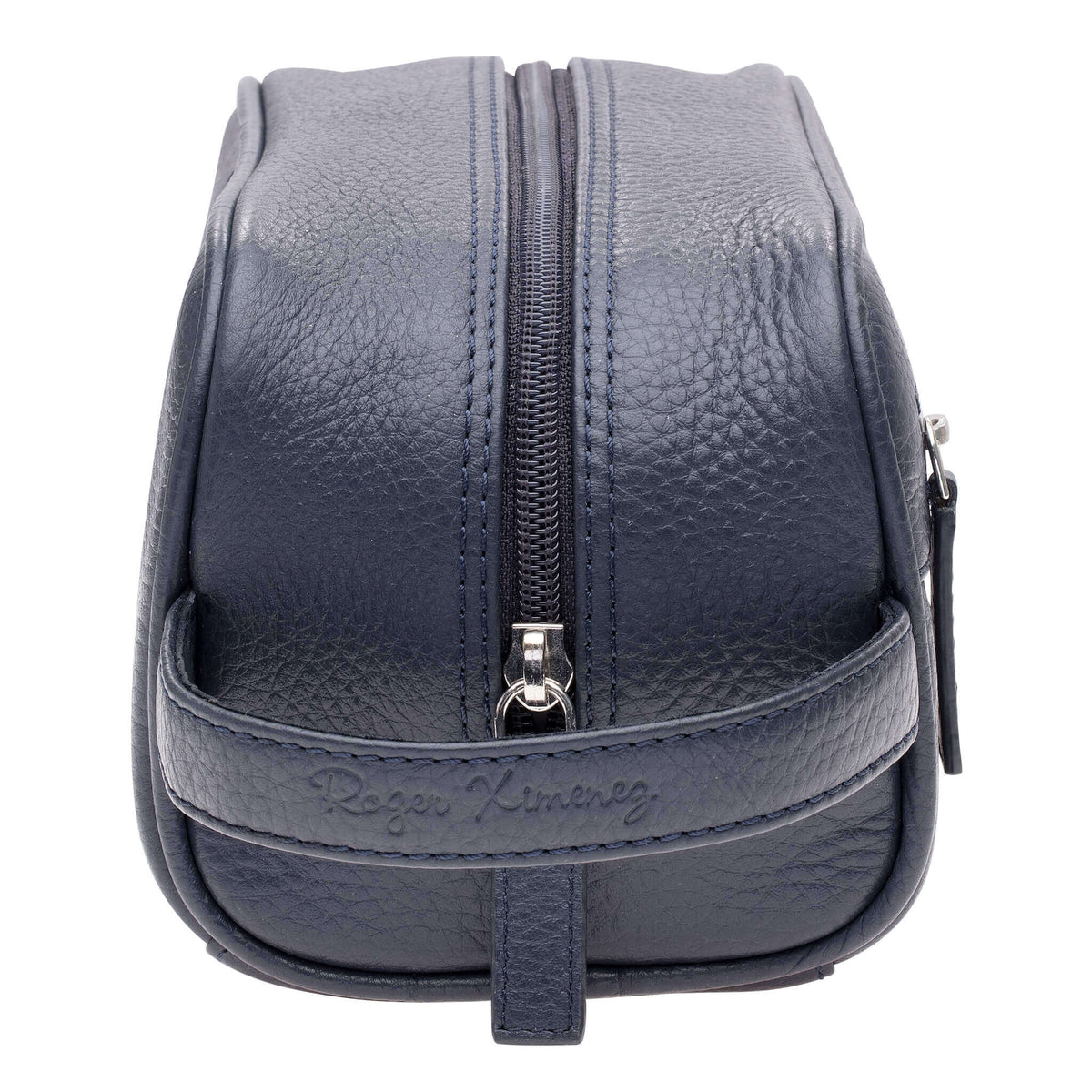 Navy Leather Toiletry Bag | Toiletry Bags | Roger Ximenez