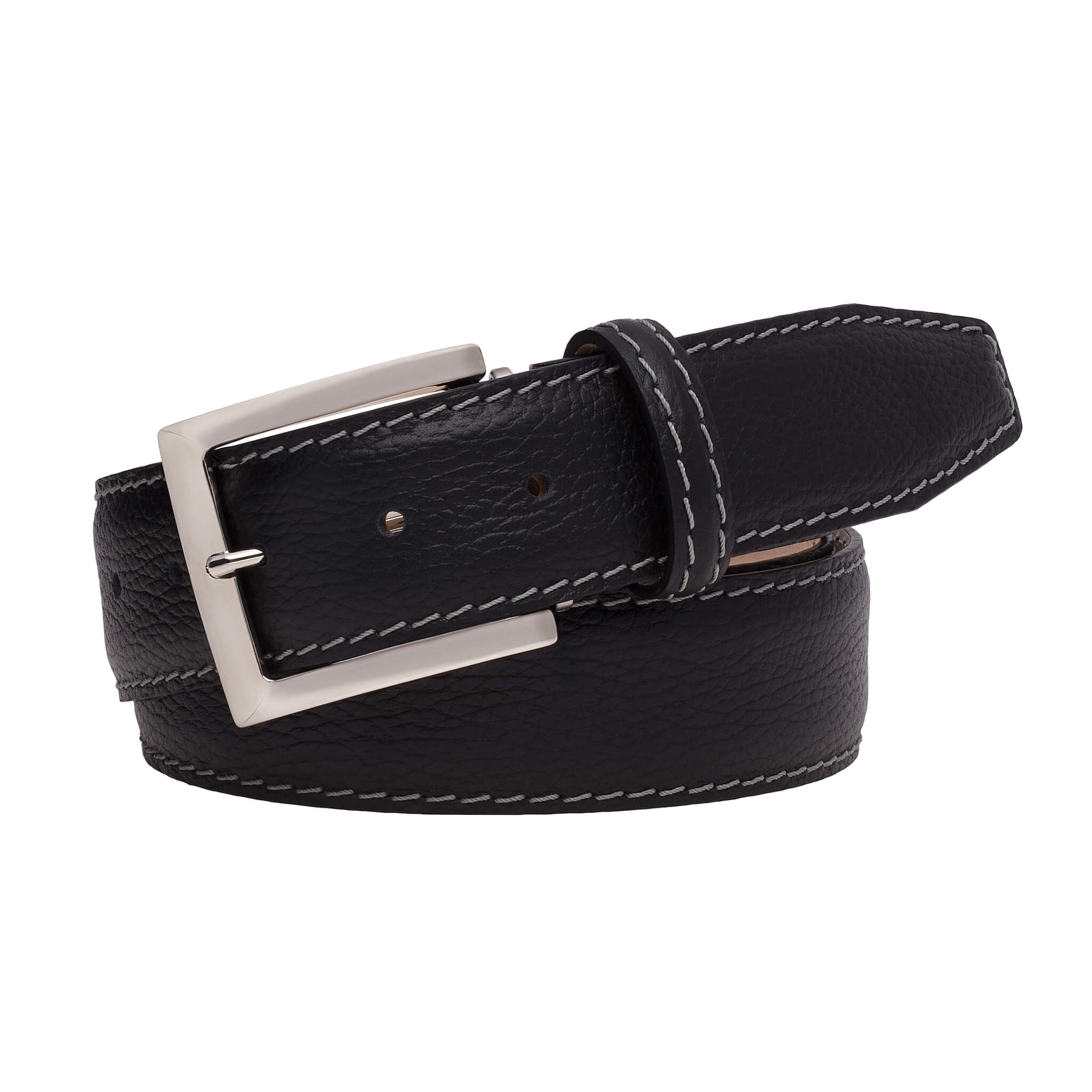 NWT Gavazzeni Classic Black Pebbled Leather Belt Pebble Grained Calfskin Belt - Black main image 3