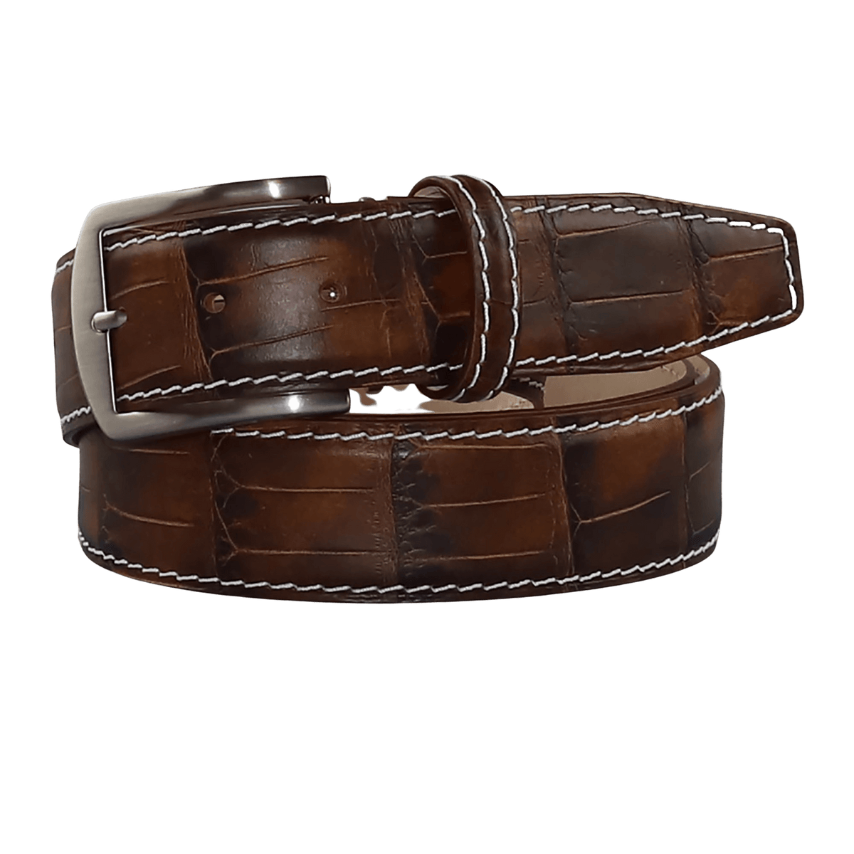 Brown Suede Designer Leather Belt | Mens Leather Goods | Roger Ximenez Ecru / 44 / 40mm