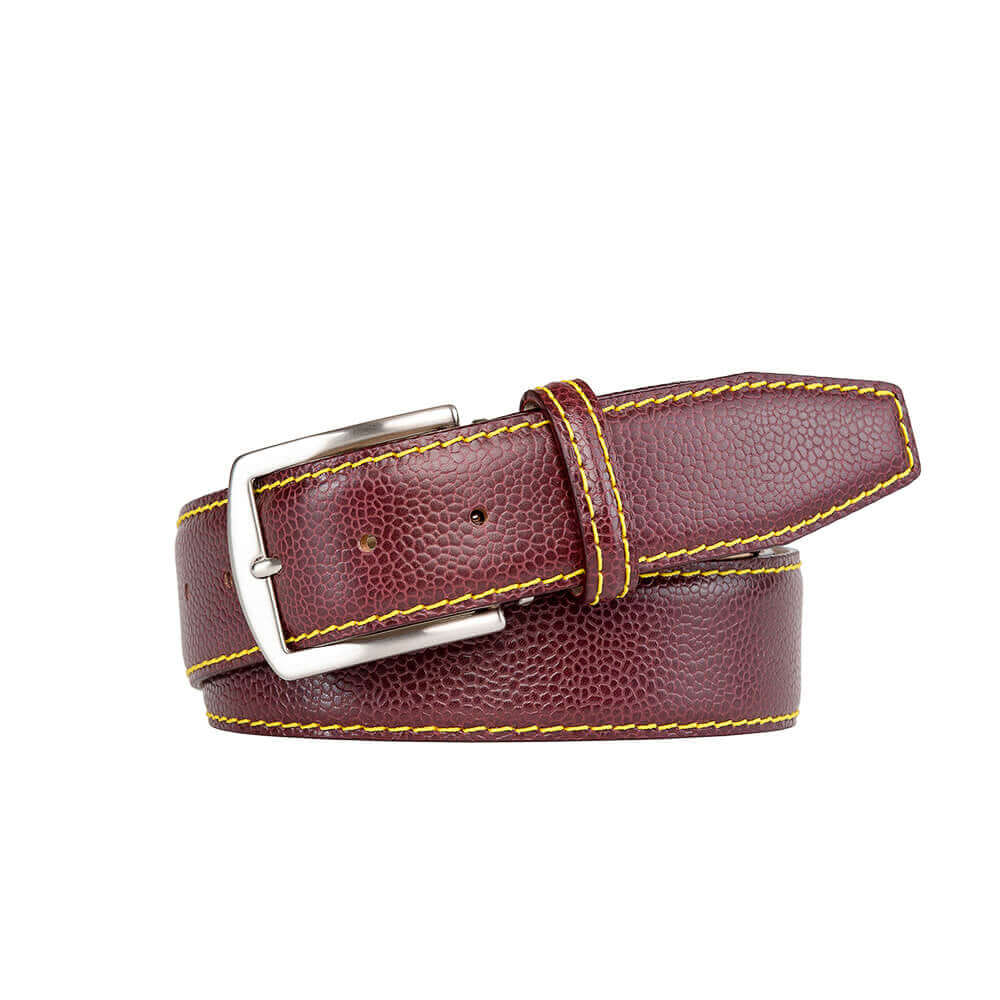 Burgundy French Pebble Grain Belt - Bamboo / 28 / 40mm Burgundy French Pebble Grain Belt - Bamboo / 28 / 40mm