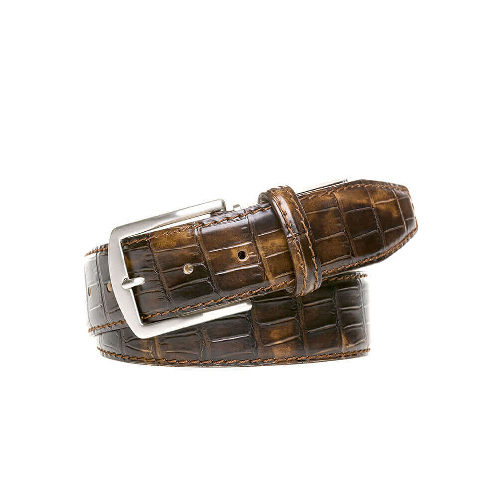 Special Edition Vintage Brown Mock Gator Leather Belt | Mock Gator | Roger Ximenez