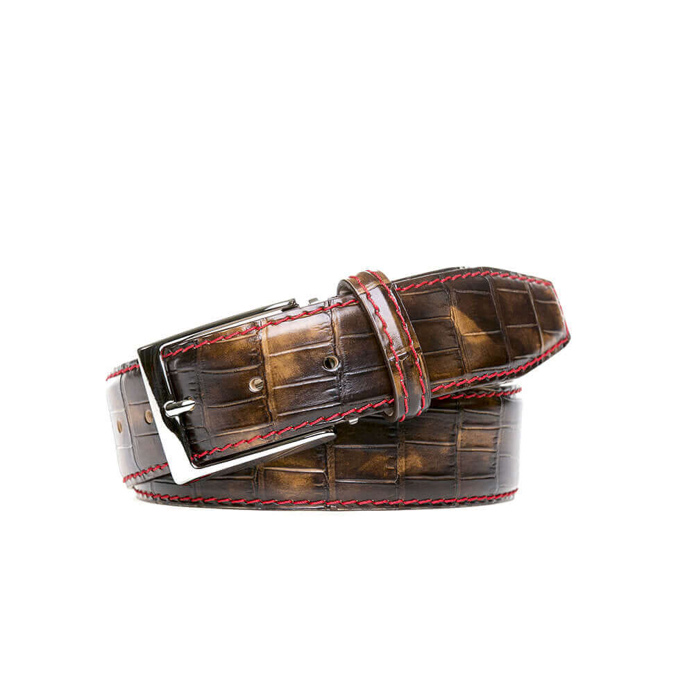 Special Edition Vintage Brown Mock Gator Leather Belt | Mock Gator | Roger Ximenez