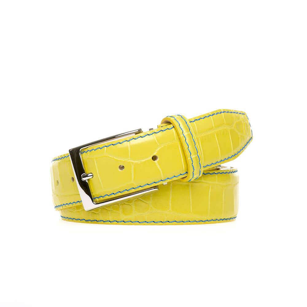 Yellow Mock Gator Leather Belt | Mens Fashion & Goods | Roger Ximenez | Mock Gator | Roger Ximenez