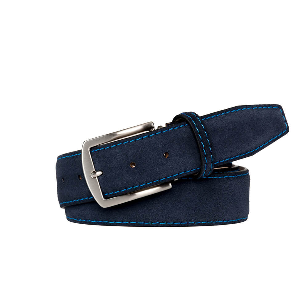 Navy Suede Leather Belt | Mens Leather Accessories | Roger  display picture 3