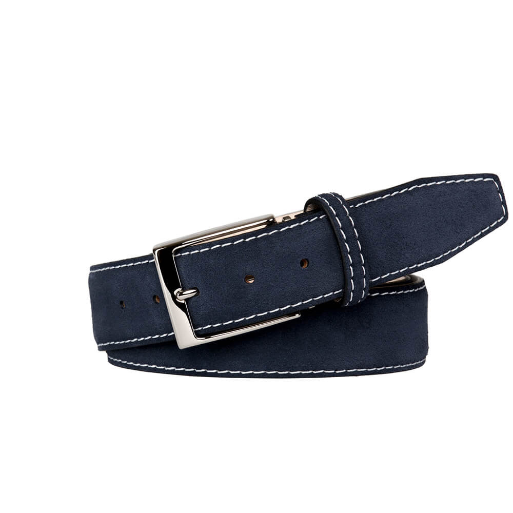 Navy Suede Leather Belt | Mens Leather Accessories | Roger  display picture 1