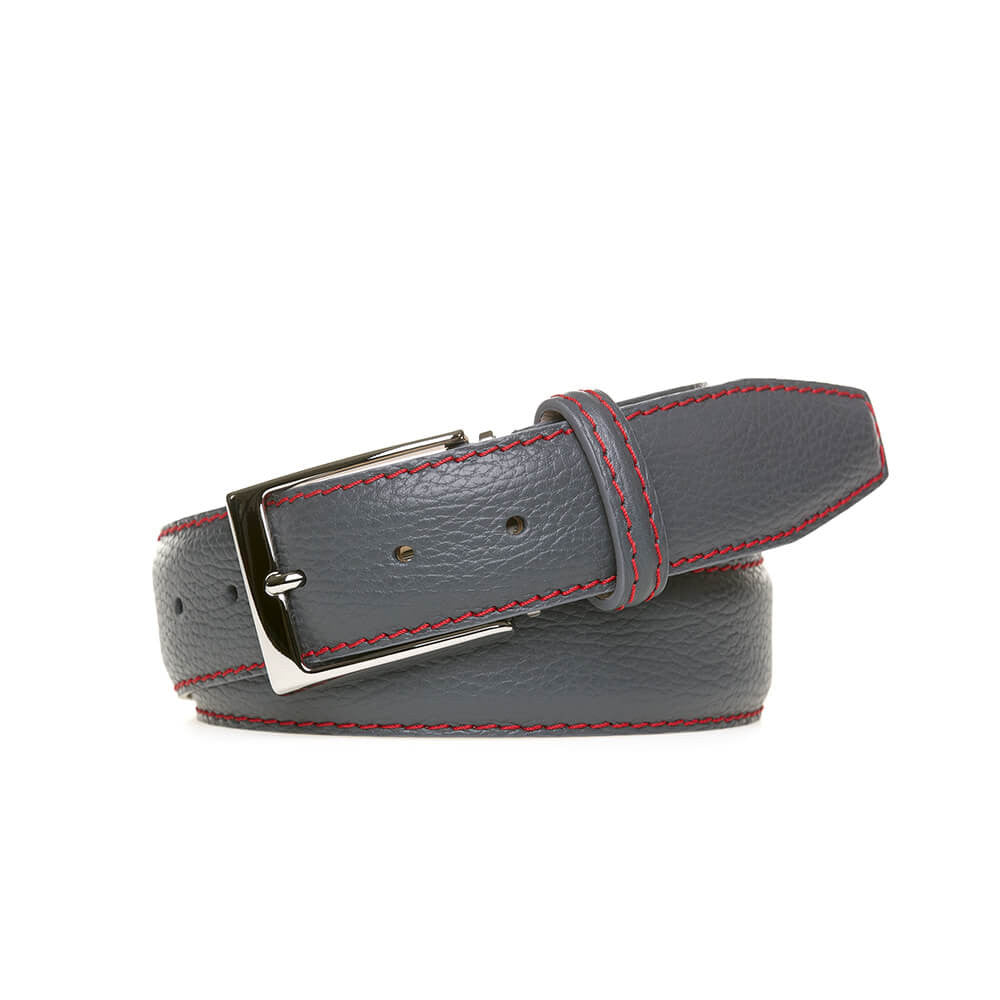 Slate Italian Pebble Grain Belt - Red / 44 / 35mm | Mens Fashion & Leather Goods by Roger Ximenez