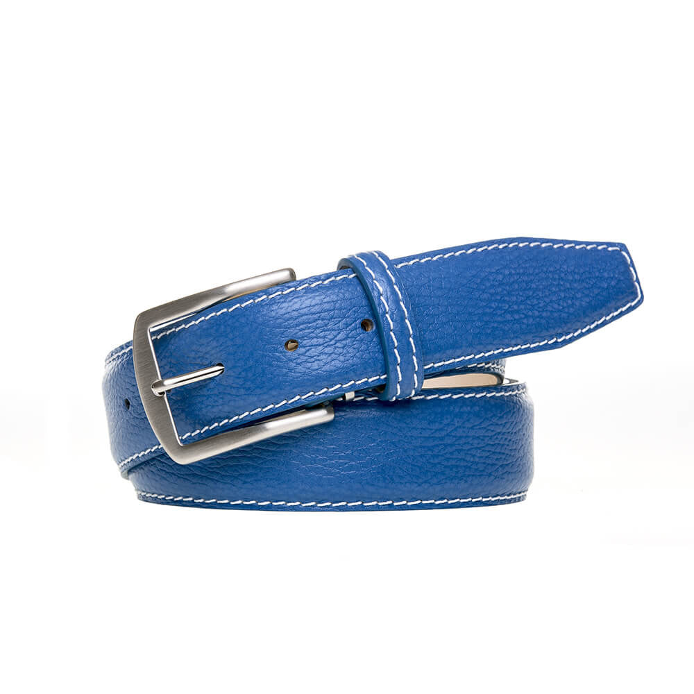 Blue Designer Belt | Leather Belts | Roger Ximenez White / 40 / 35mm