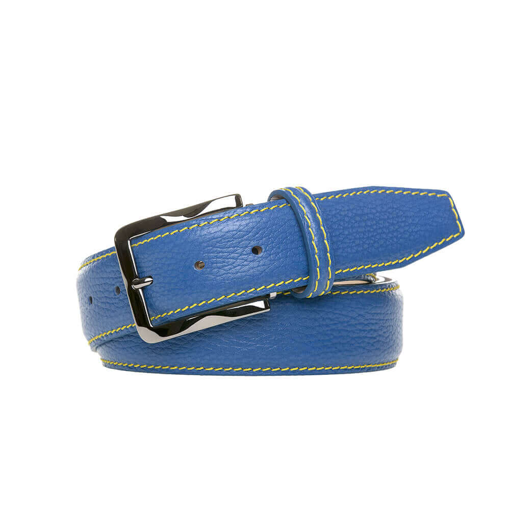 Blue leather hot sale belt mens