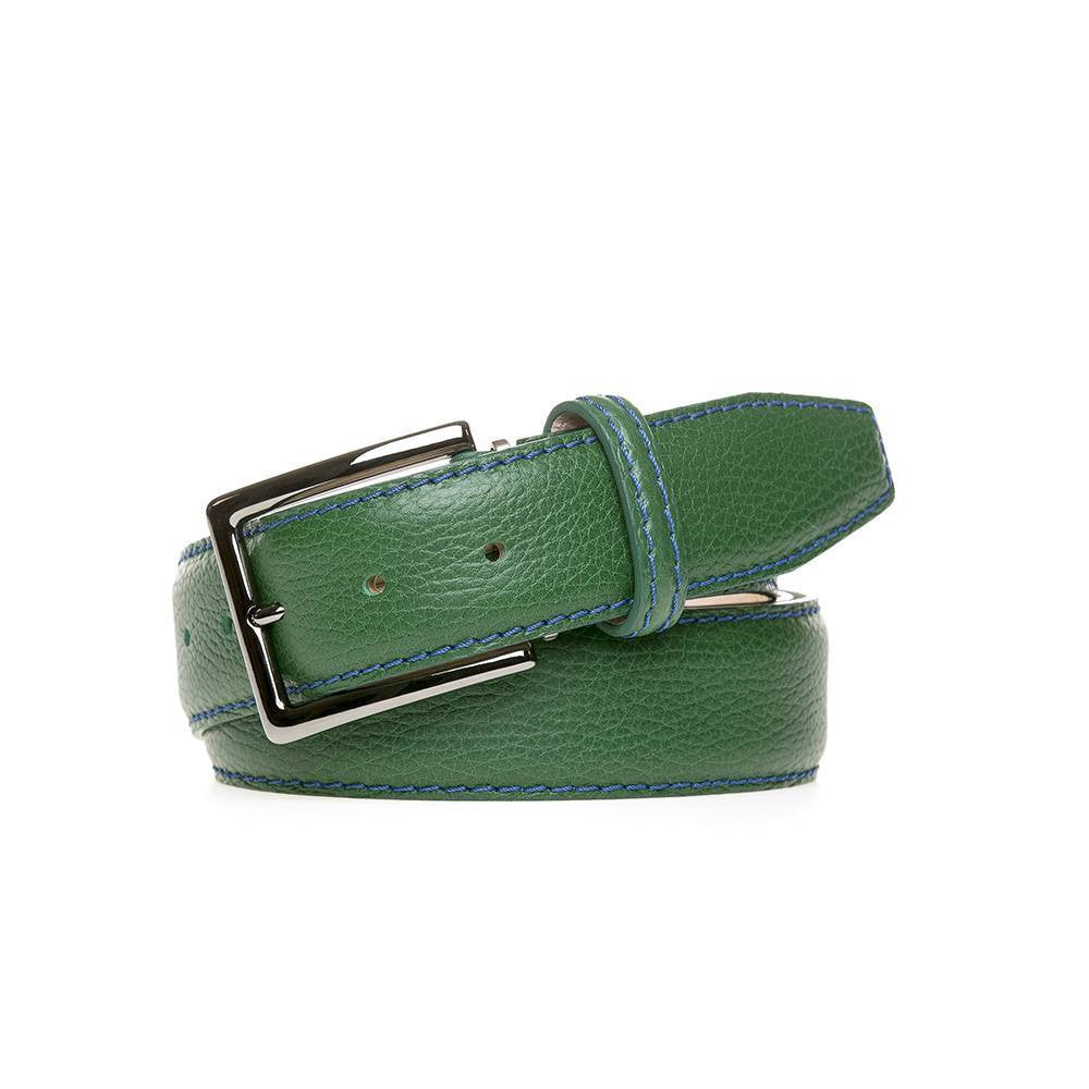 Green Italian Pebble Grain Belt - Cobalt / 44 / 35mm | Mens Fashion &amp; Leather Goods by Roger Ximenez