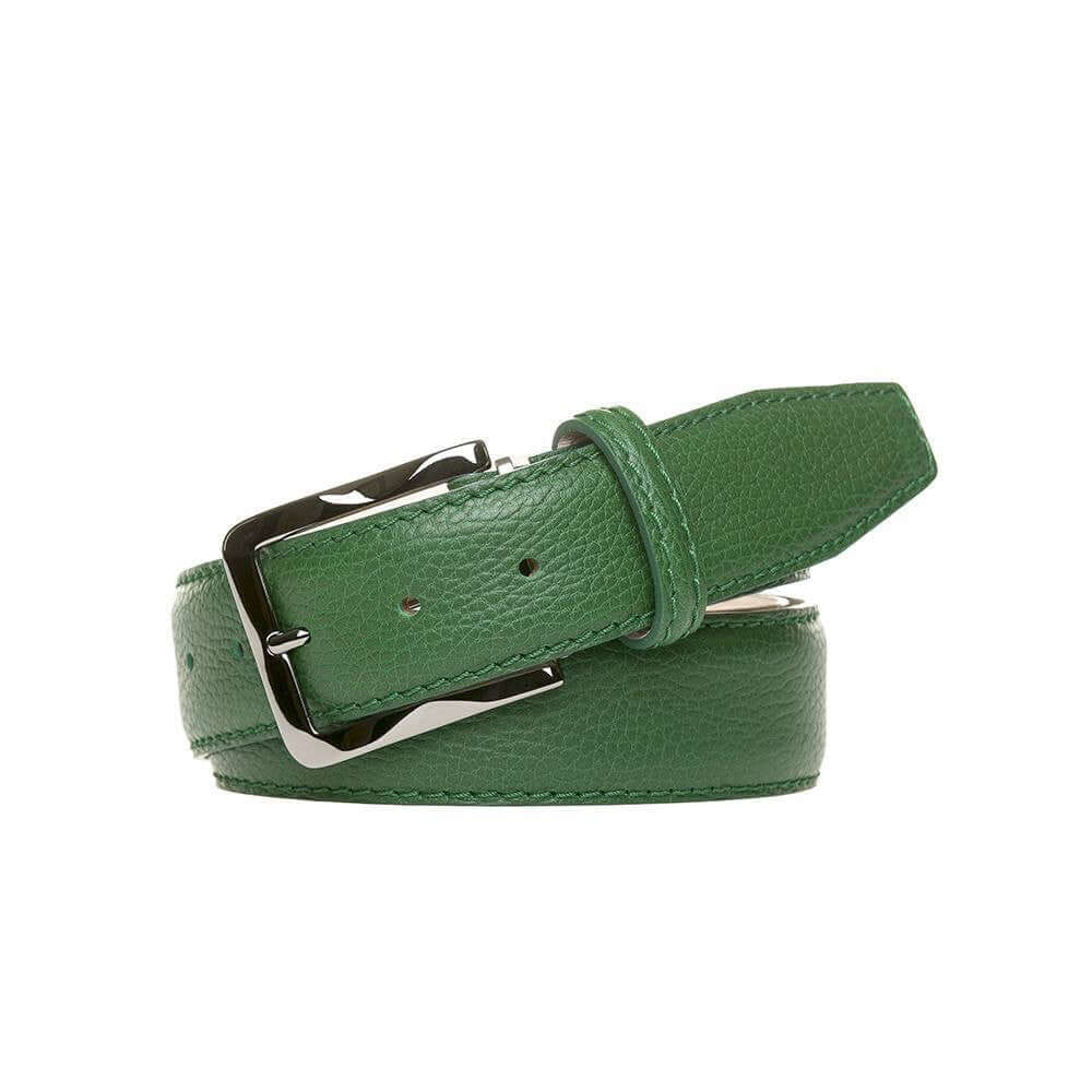 Green Italian Pebble Grain Belt | Mens Leather Goods | Roger Ximenez