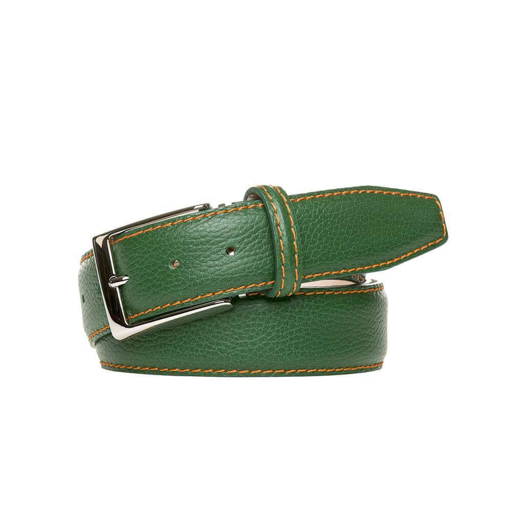 Green Italian Pebble Grain Belt | Mens Leather Goods | Roger  display picture 1