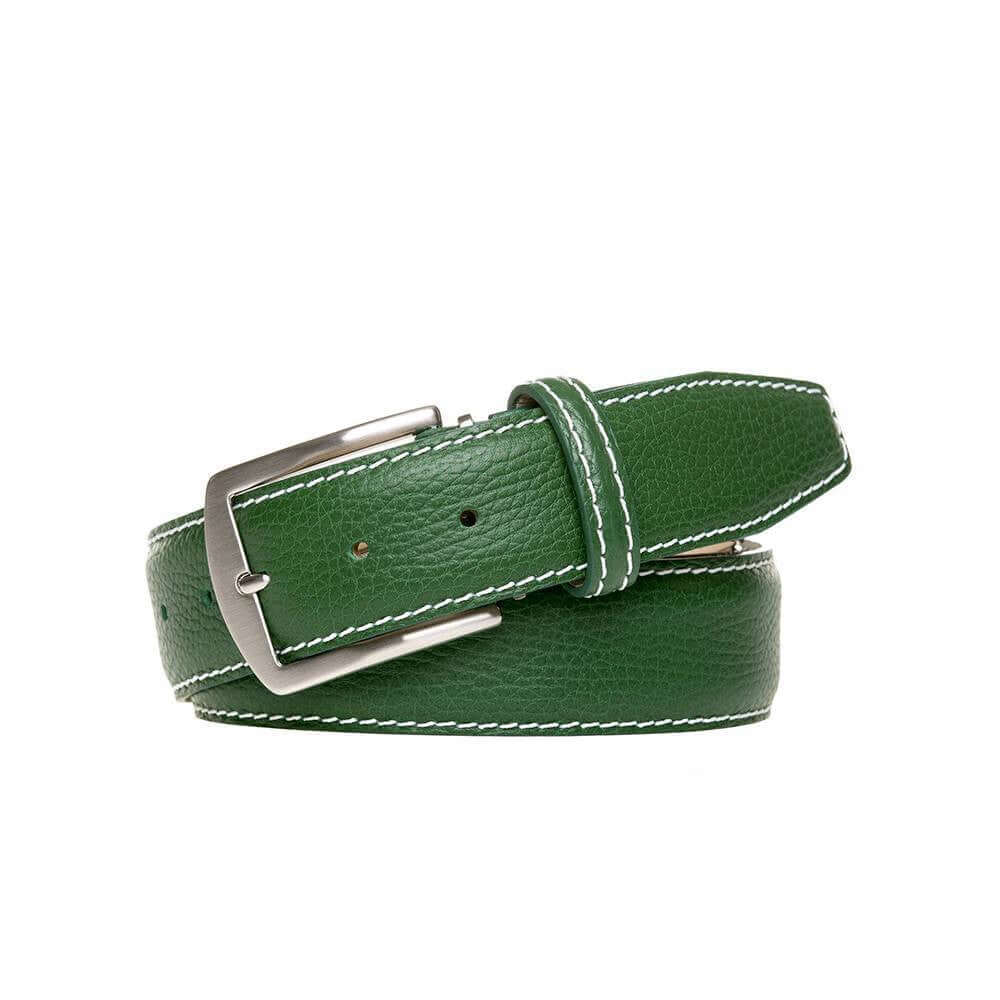 Green Italian Pebble Grain Belt | Mens Leather Goods | Roger Ximenez
