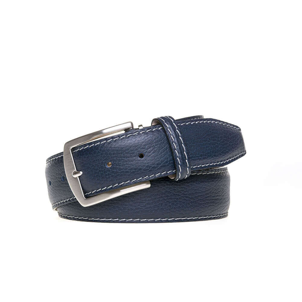 Navy Italian Pebble Grain Belt | Mens Leather Belts | Roger Ximenez | Italian Pebble Grain | Roger Ximenez