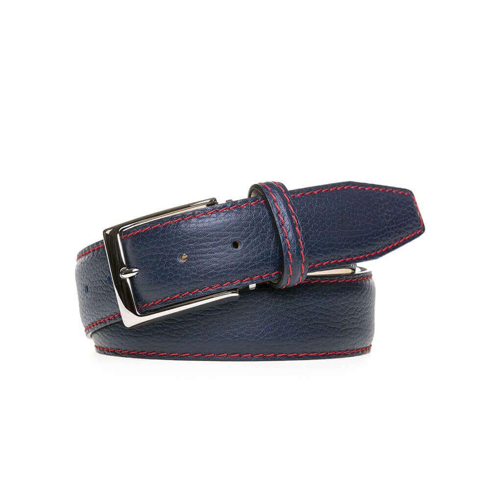 Navy Italian Pebble Grain Belt | Mens Leather Belts | Roger Ximenez | Italian Pebble Grain | Roger Ximenez