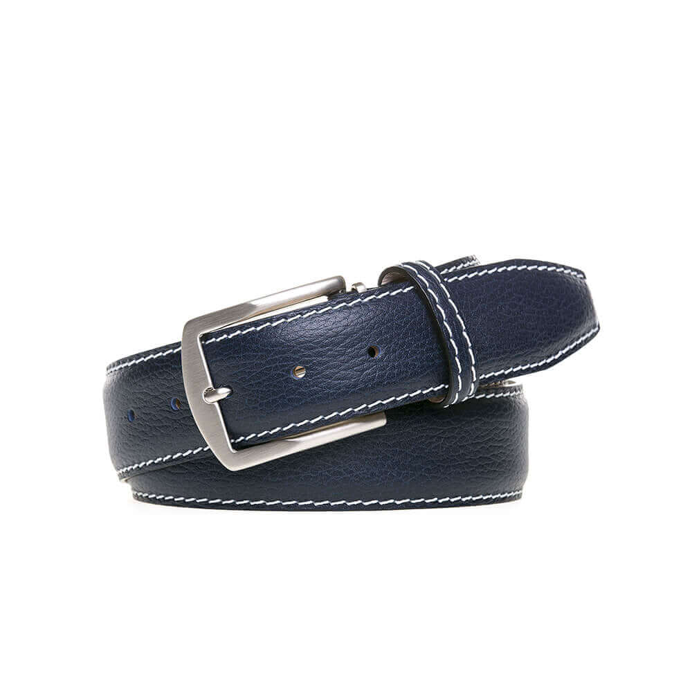 Navy Italian Pebble Grain Belt | Mens Leather Belts | Roger Ximenez | Italian Pebble Grain | Roger Ximenez