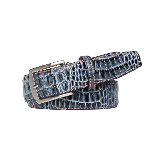 Shadow Mock Croc Leather Belt - Pink / 44 / 35mm | Mens Fashion &amp; Leather Goods by Roger Ximenez
